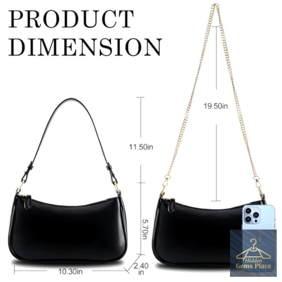 Vegan Leather Shoulder Bag with Removable Straps, Tote Purse